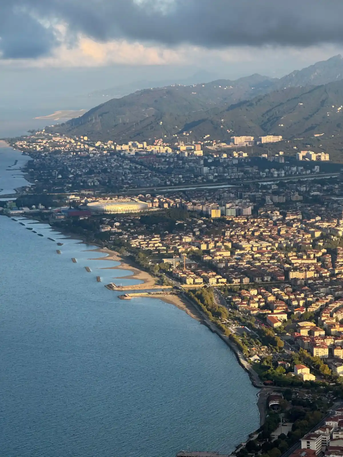 Ordu's coast, stadium and mountains seen from Boztepe hill